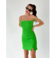 Light green linen mini dress