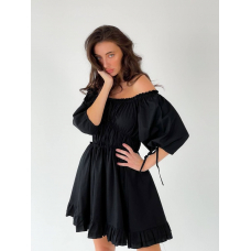 Black short lush dress with drape