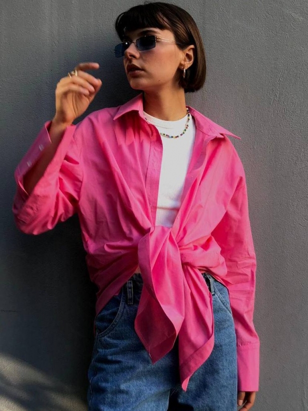 Pink cotton oversize shirt