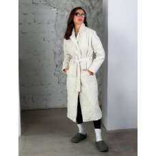 Milk quilted midi coat down jacket