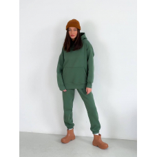 Grass Green Hooded Warm Sports Suit