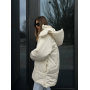 Пуховик зимовий айворі з капюшоном