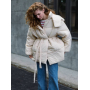 Пуховик зимовий айворі з капюшоном