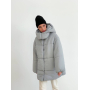 Пуховик зимовий сірий з капюшоном