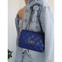 Blue quilted chain shoulder bag