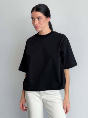 Футболка чорна oversize укорочена