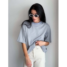 Gray-blue oversize cropped T-shirt 