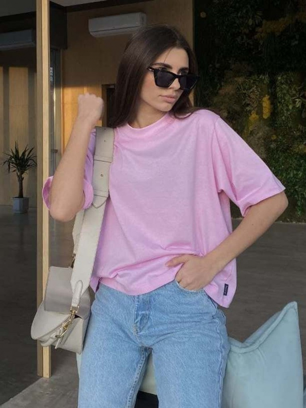 Pink oversize cropped T-shirt