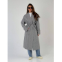 Сіре пальто кімоно міді в гусячу лапку