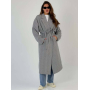 Сіре пальто кімоно міді в гусячу лапку