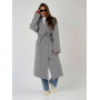 Сіре пальто кімоно міді в гусячу лапку