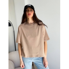 Beige oversize shortened T-shirt 