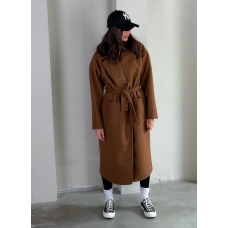 Brown demi-season cashmere coat