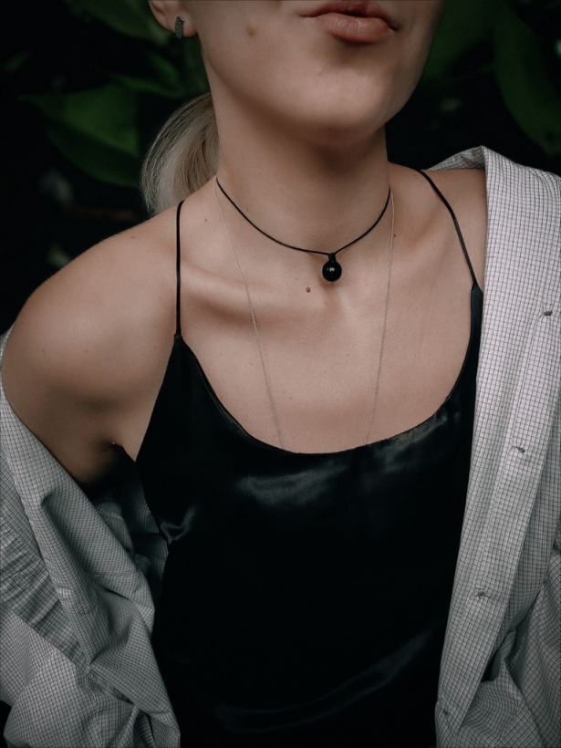 Obsidian choker, pendant, necklace