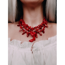 Triple red coral necklace