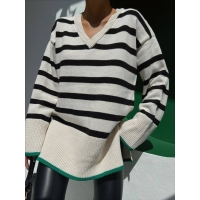 Long wide stripe sweater