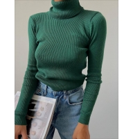 Cropped ribbed turtleneck sweater