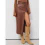 Спідниця довга шкіряна з розрізом