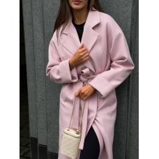 Pink woolen women's coat