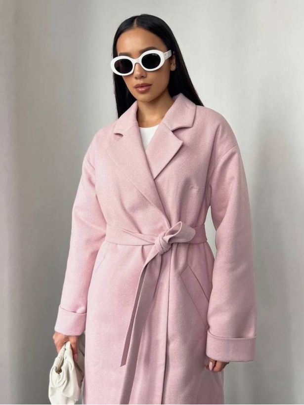 Pink woolen women's coat