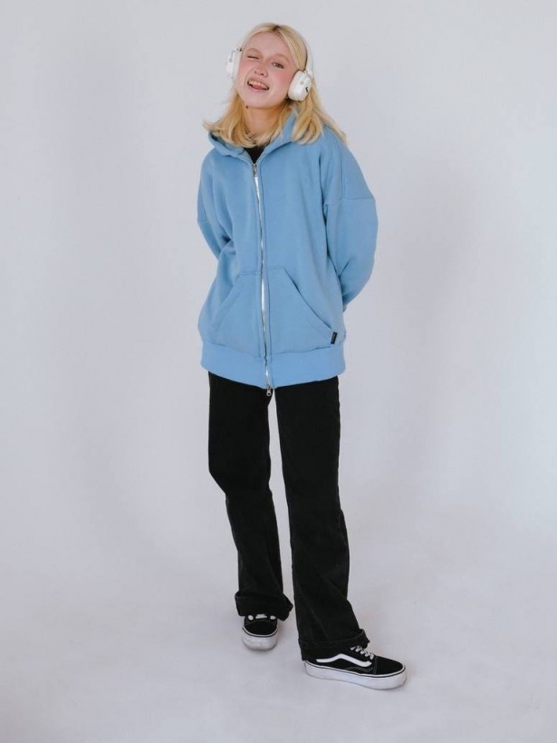 Warm sky blue zipper hoodie