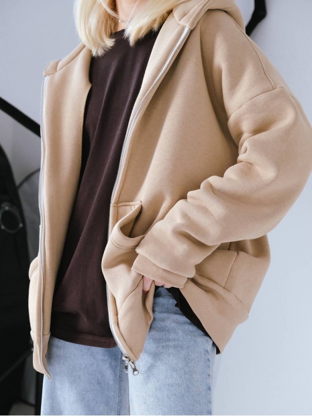 Warm beige zipper hoodie