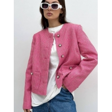 Рожевий твідовий піджак