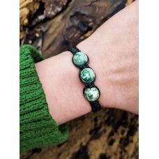 Green Moss Agate Bracelet 3 stones