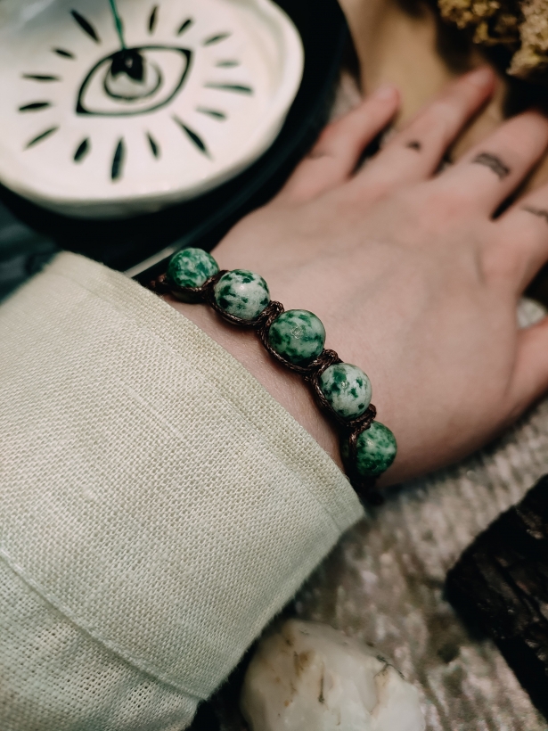 Green Moss Agate Bracelet 5 stones