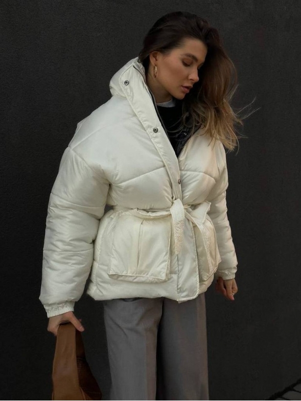Ivory hooded winter jacket