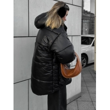 Black hooded winter jacket
