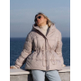 Пуховик зимовий бежевий з куліскою на талії 