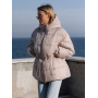 Пуховик зимовий бежевий з куліскою на талії 