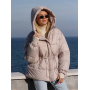 Пуховик зимовий бежевий з куліскою на талії 