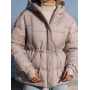 Пуховик зимовий бежевий з куліскою на талії 
