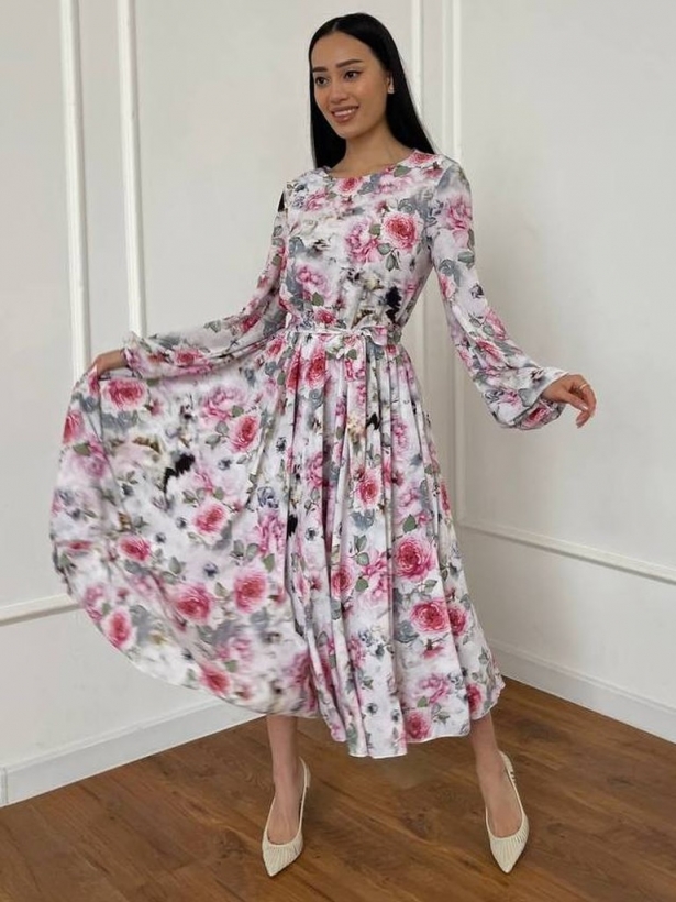 Шифонова сукня міді в рожеві квіти