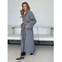 Сіре двобортне пальто міді осінь-весна
