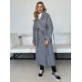 Сіре двобортне пальто міді осінь-весна
