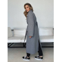 Сіре двобортне пальто міді осінь-весна