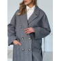 Сіре двобортне пальто міді осінь-весна