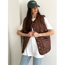 Brown quilted vest