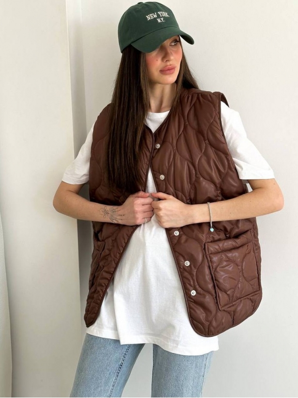Brown quilted vest