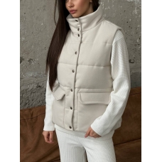 Quilted padded woolen vest