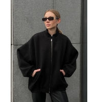 Black coat fabric bomber jacket