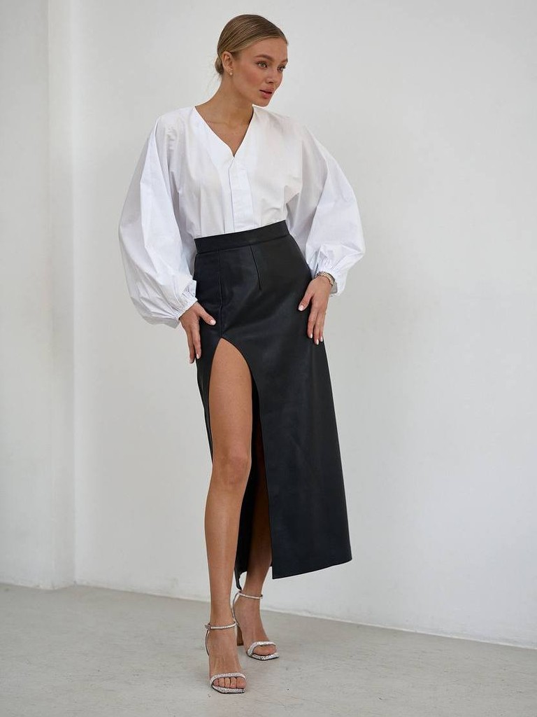 Блузка з пишними рукавами з бавовни Блузка з пишними рукавами з бавовни