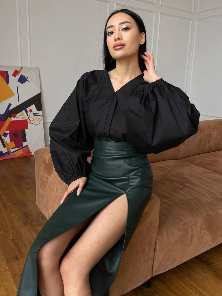 Блузка з пишними рукавами з бавовни Блузка з пишними рукавами з бавовни