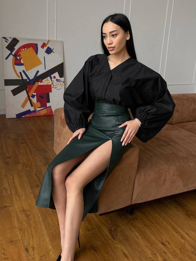 Блузка з пишними рукавами з бавовни Блузка з пишними рукавами з бавовни