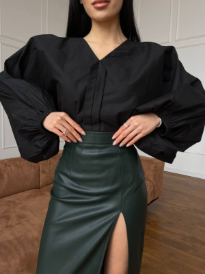 Блузка з пишними рукавами з бавовни