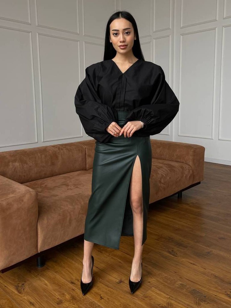 Блузка з пишними рукавами з бавовни Блузка з пишними рукавами з бавовни