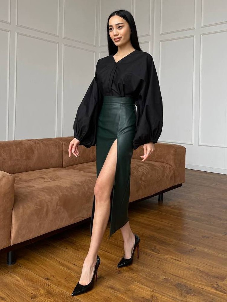 Блузка з пишними рукавами з бавовни Блузка з пишними рукавами з бавовни